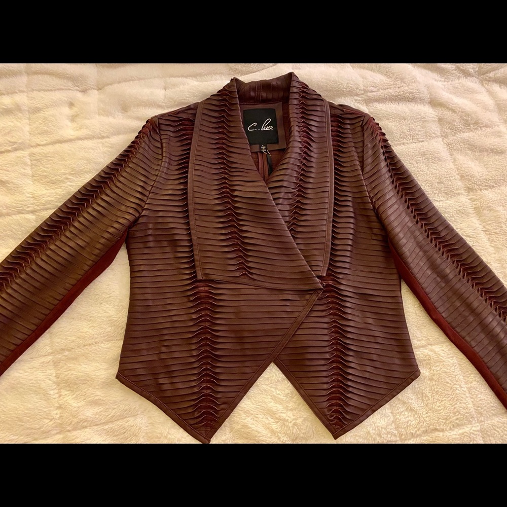💋Faux leather burgundy jacket💋